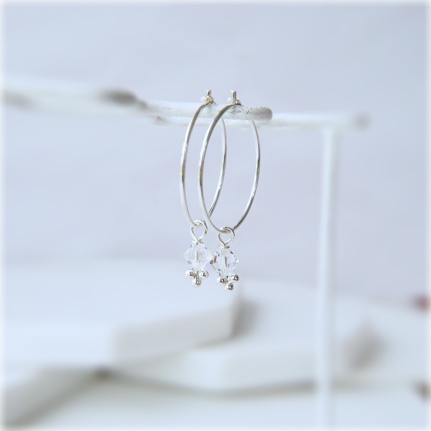 Silver Birthstone Hoops