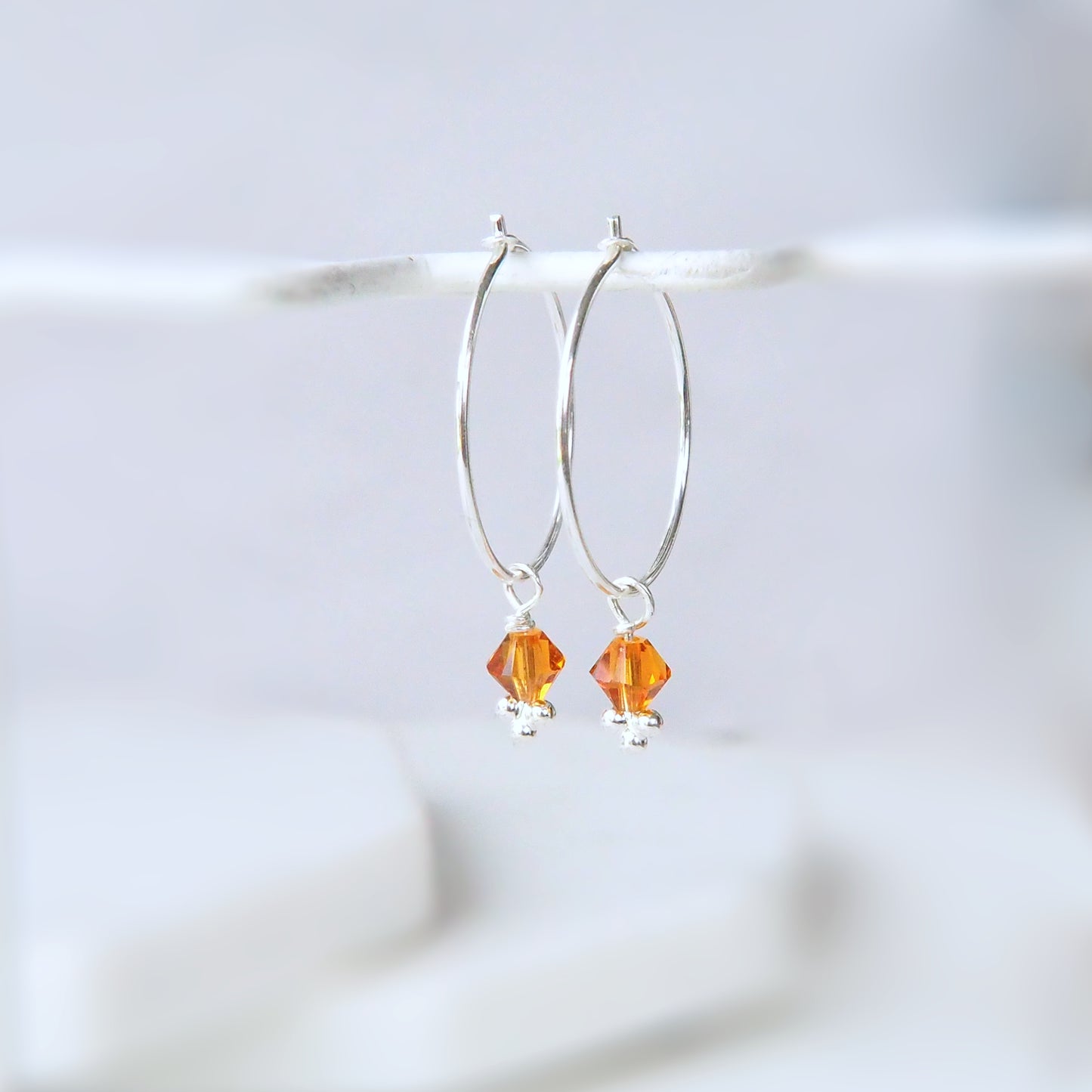 Silver Birthstone Hoops