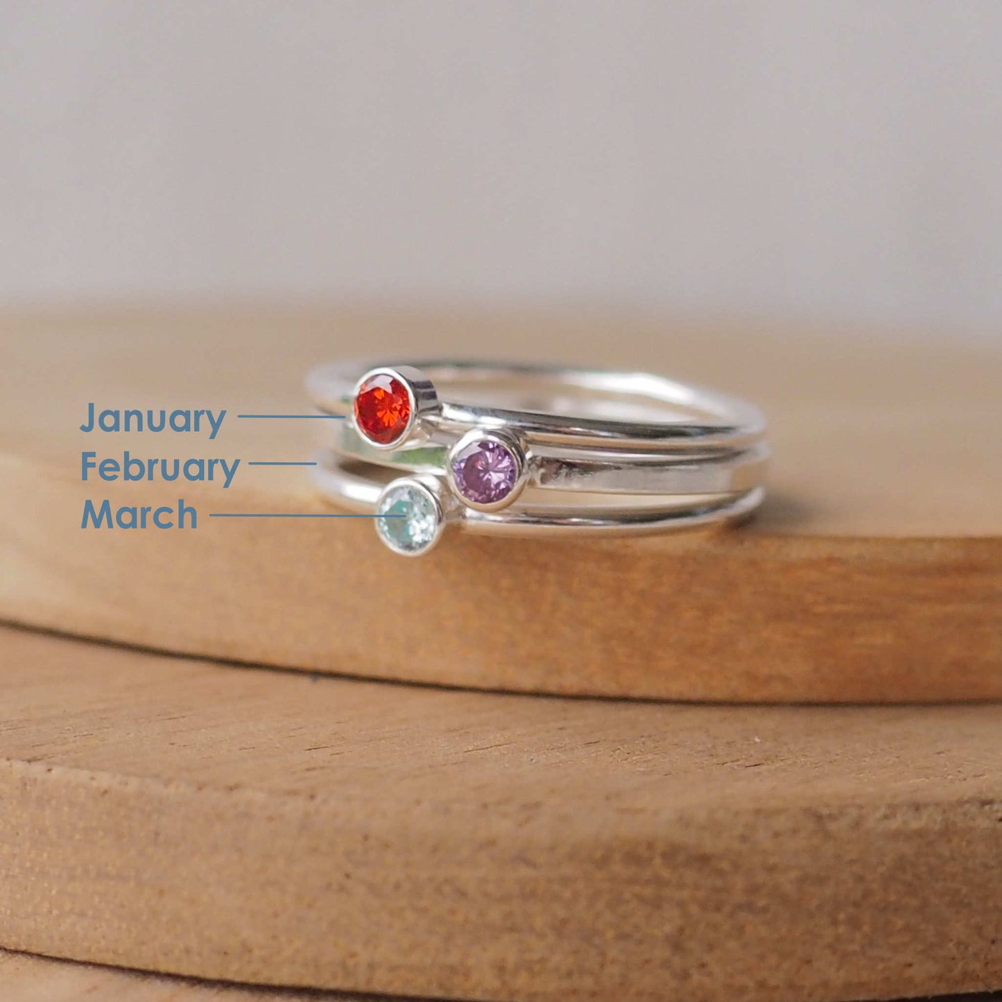 Birthstone Stacker Ring - 3mm Cubic Zirconia