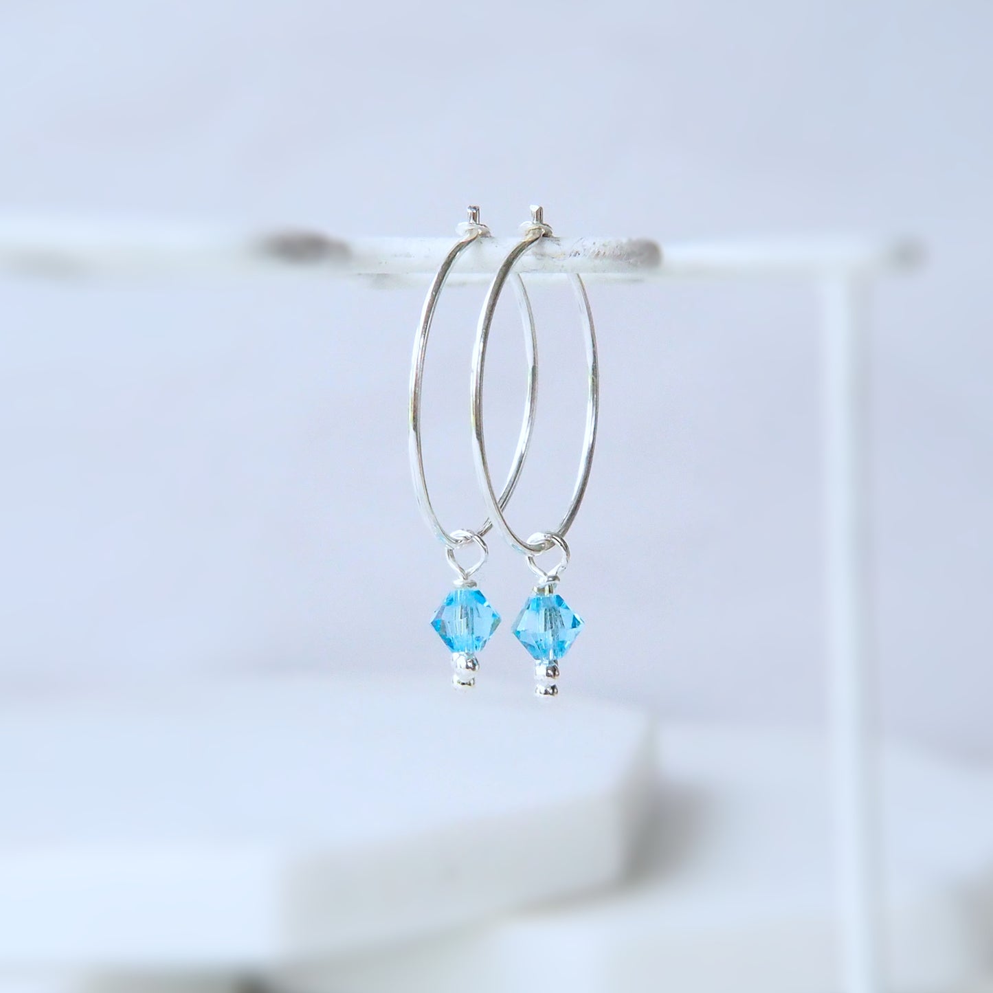 Silver Birthstone Hoops