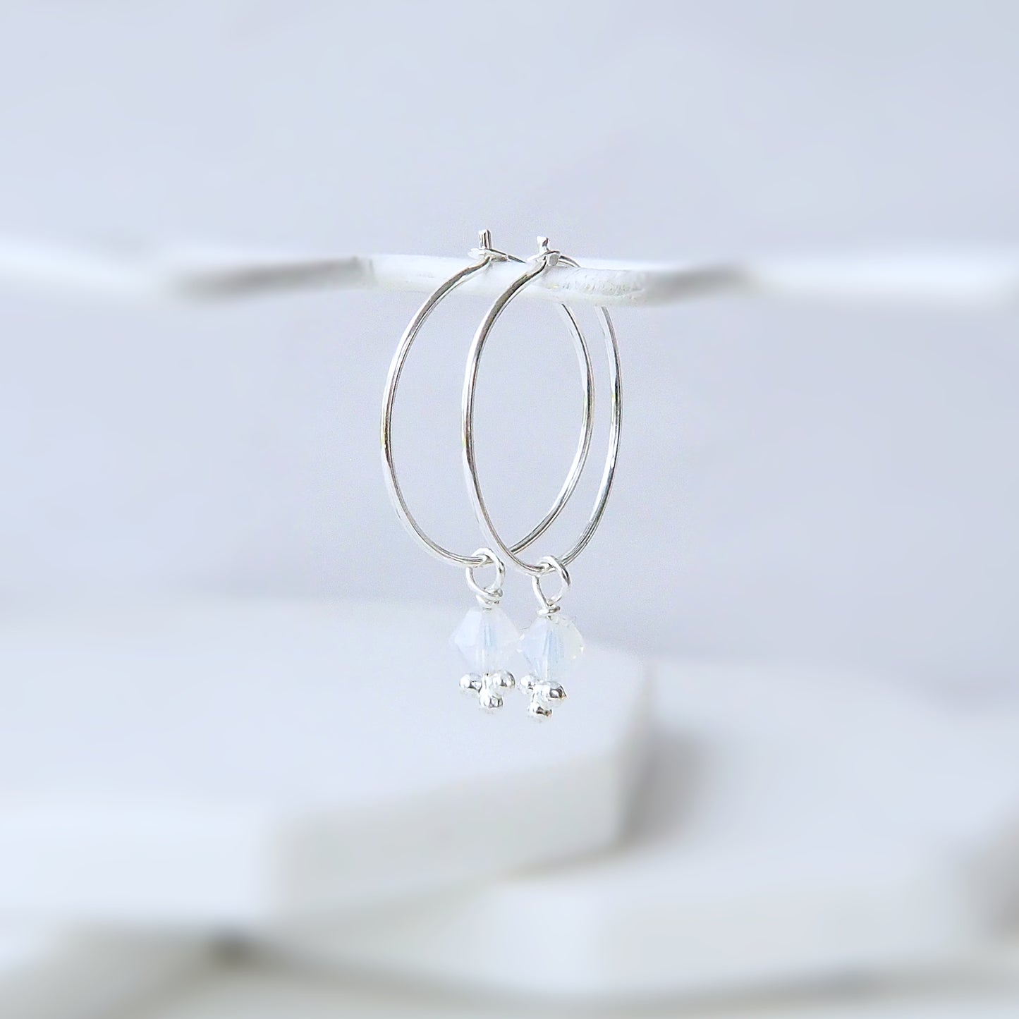 Silver Birthstone Hoops