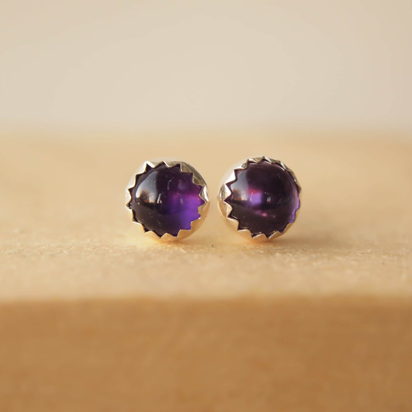 Gemstone Sterling Silver Studs - Amethyst