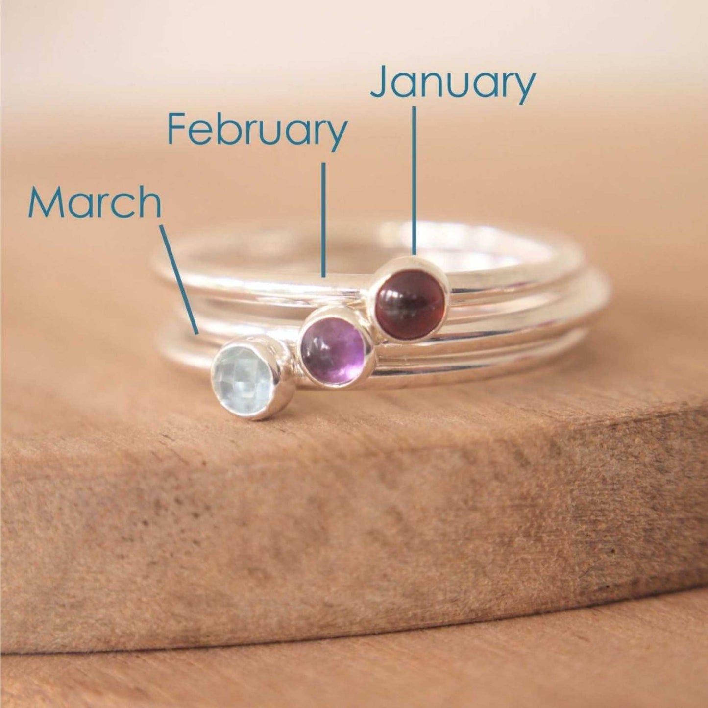October Birthday Customised Family Birthstone Set - 2 Ring Set