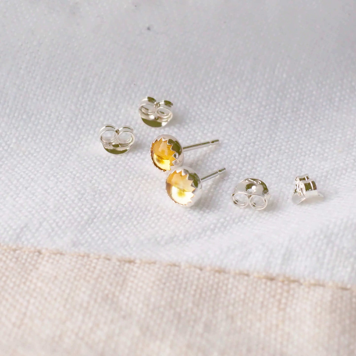 Gemstone Sterling Silver Studs - Citrine