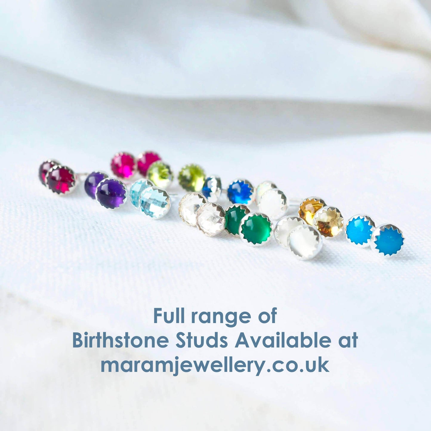 Gemstone Sterling Silver Studs - White Topaz