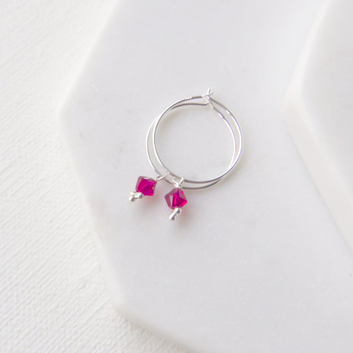 Silver Birthstone Hoops