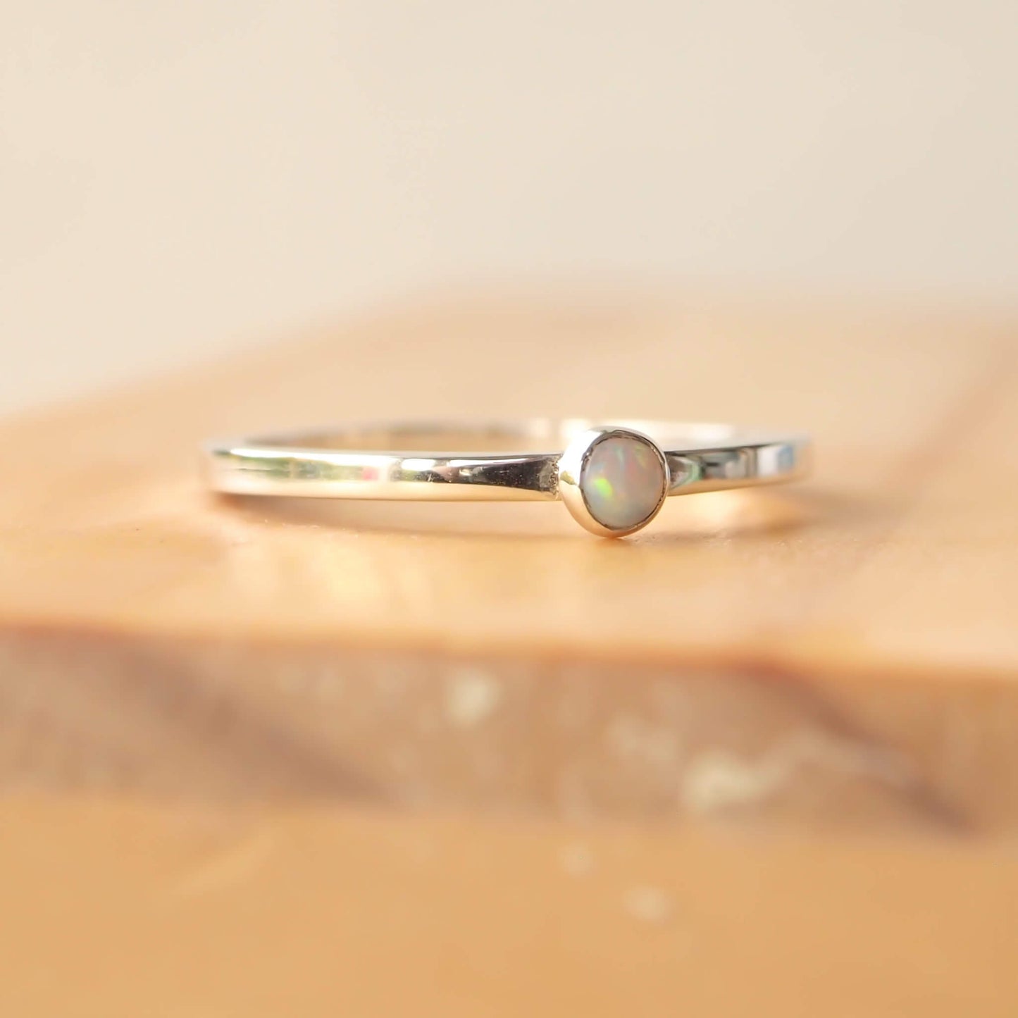 Opal Ring: Square Band with 3mm stone