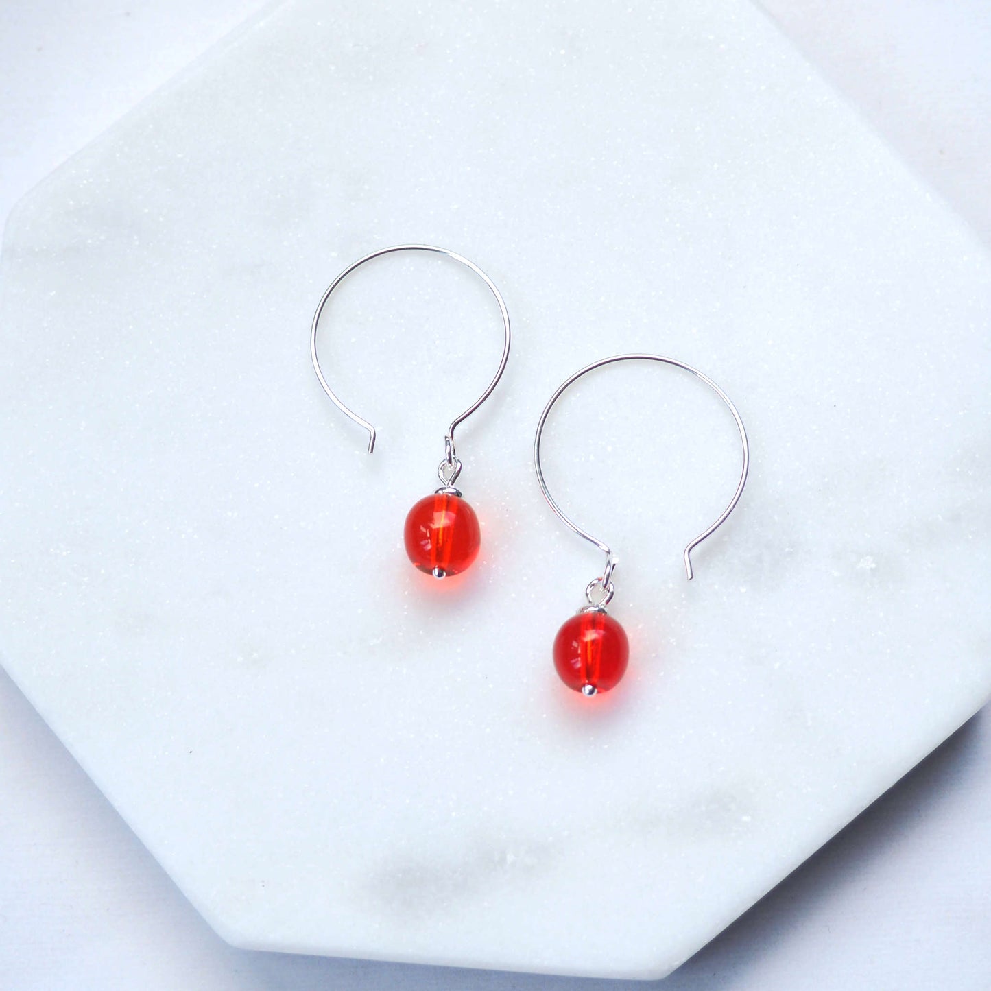 Simple Orange Hoop Earrings