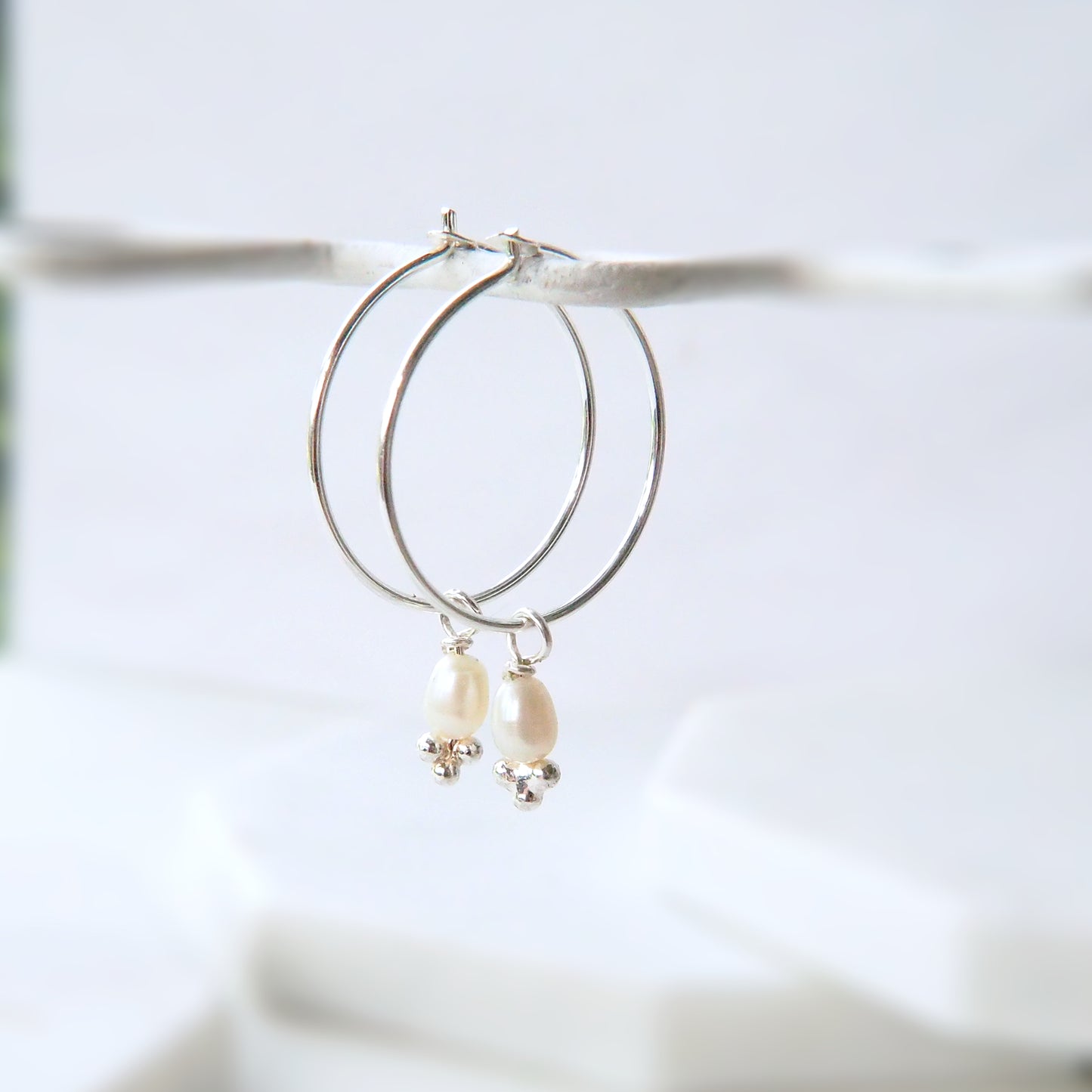Silver Birthstone Hoops