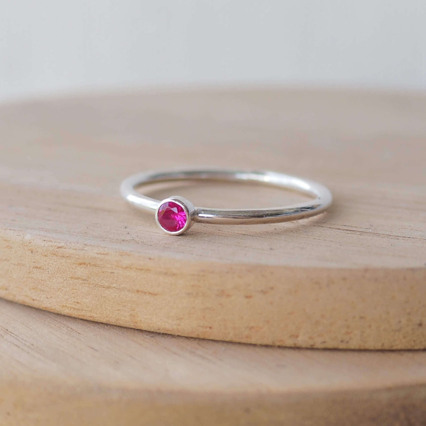 Birthstone Stacker Ring - 3mm Cubic Zirconia