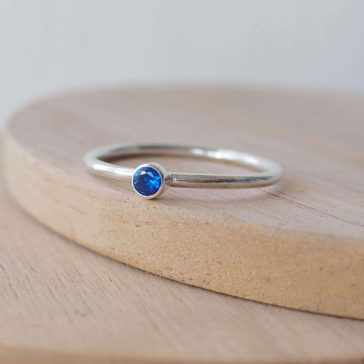 Birthstone Stacker Ring - 3mm Cubic Zirconia
