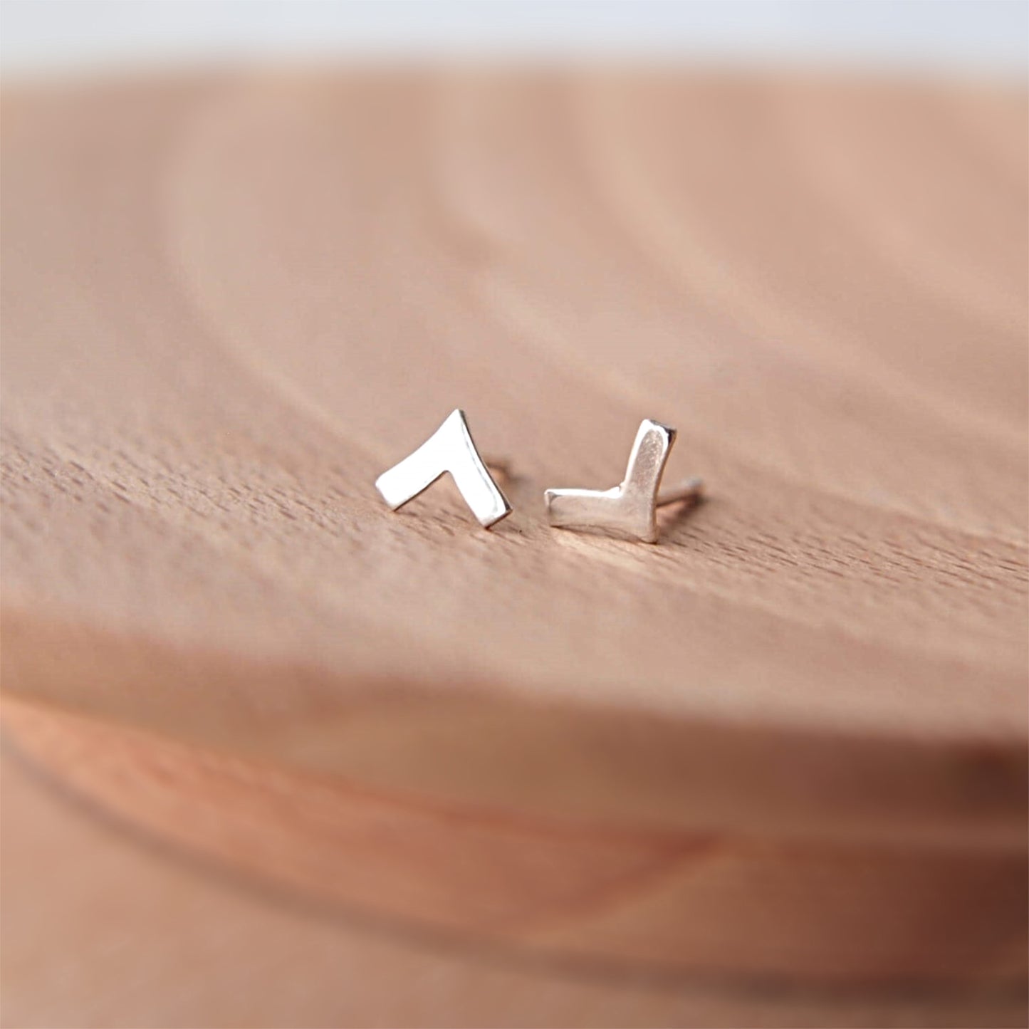 Small Silver Studs - Chevron