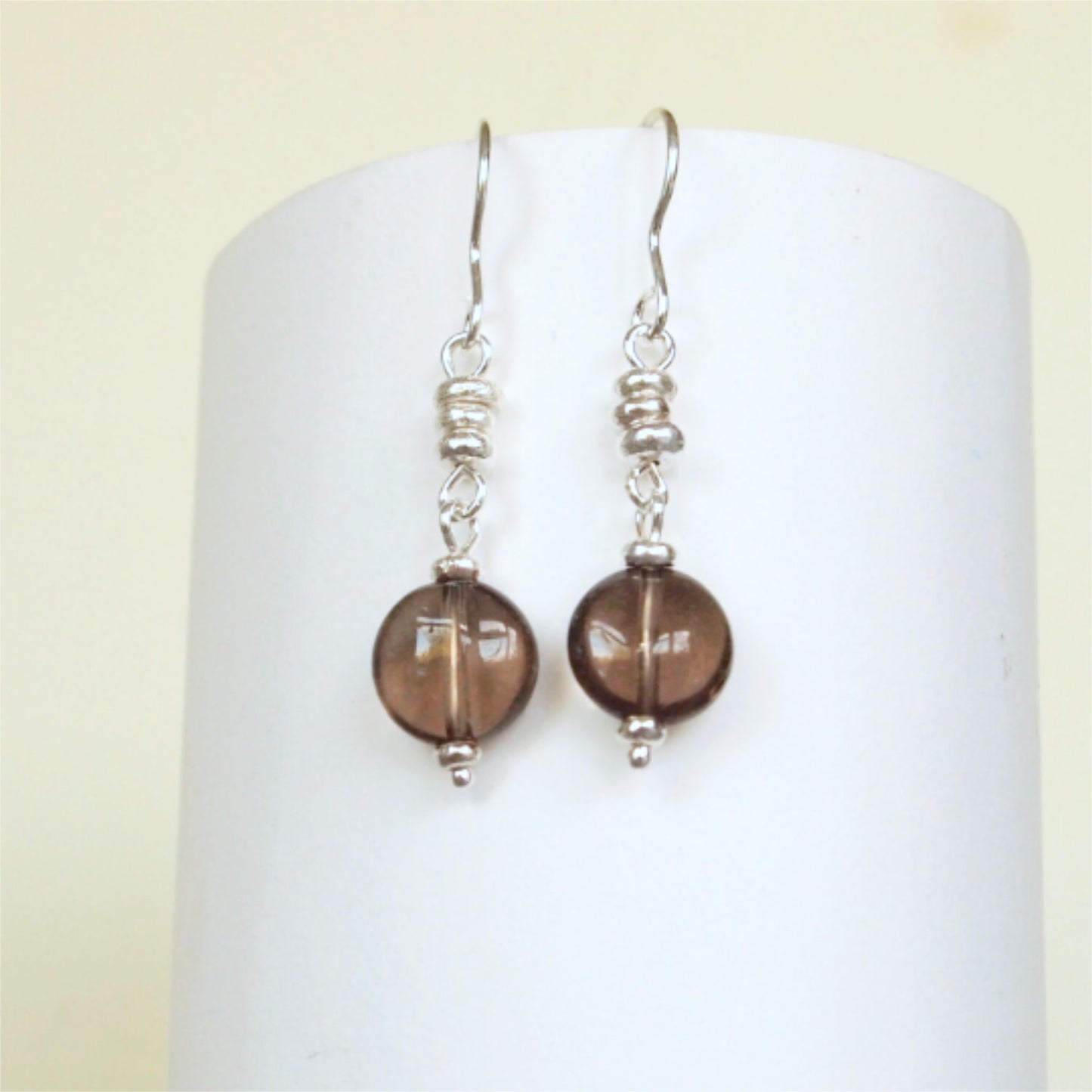 Smokey Quartz Silver Dropper Earrings