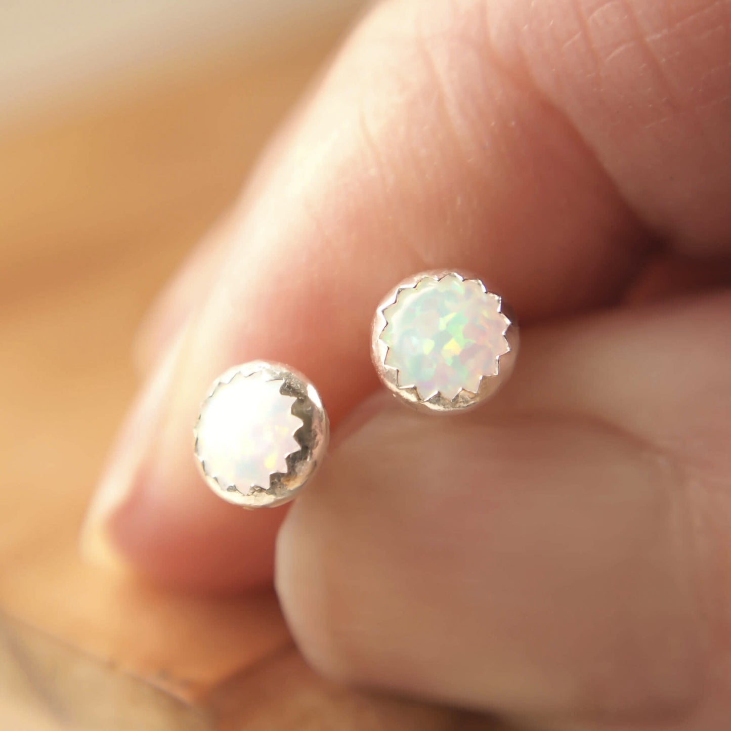 Gemstone Sterling Silver Studs - Opal