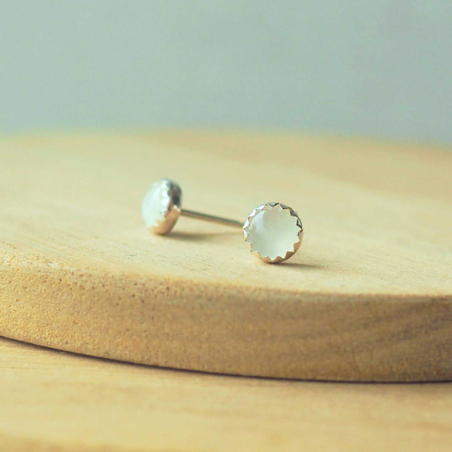 Moonstone Gemstone Stud Earrings-Earrings-maram jewellery