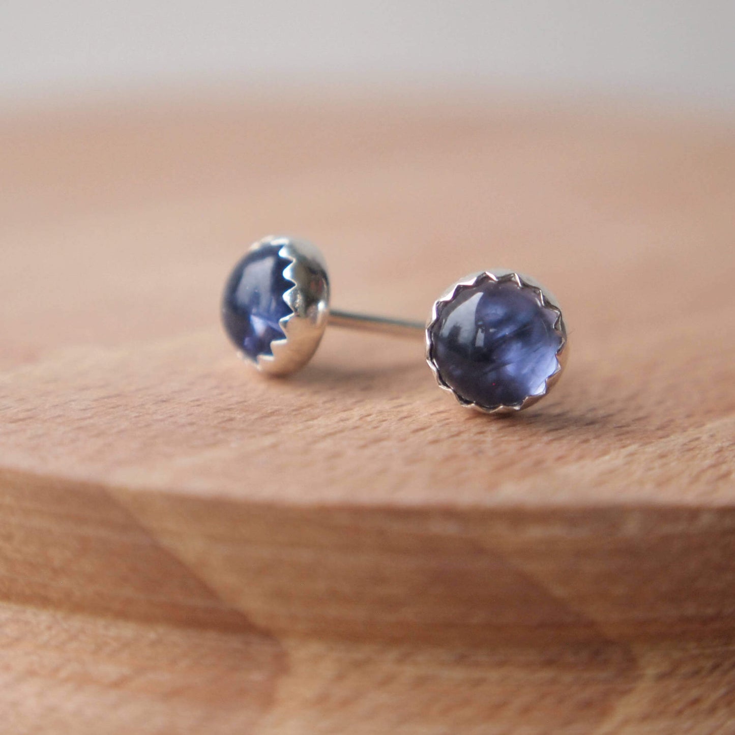 Iolite Purple Silver Studs Earrings