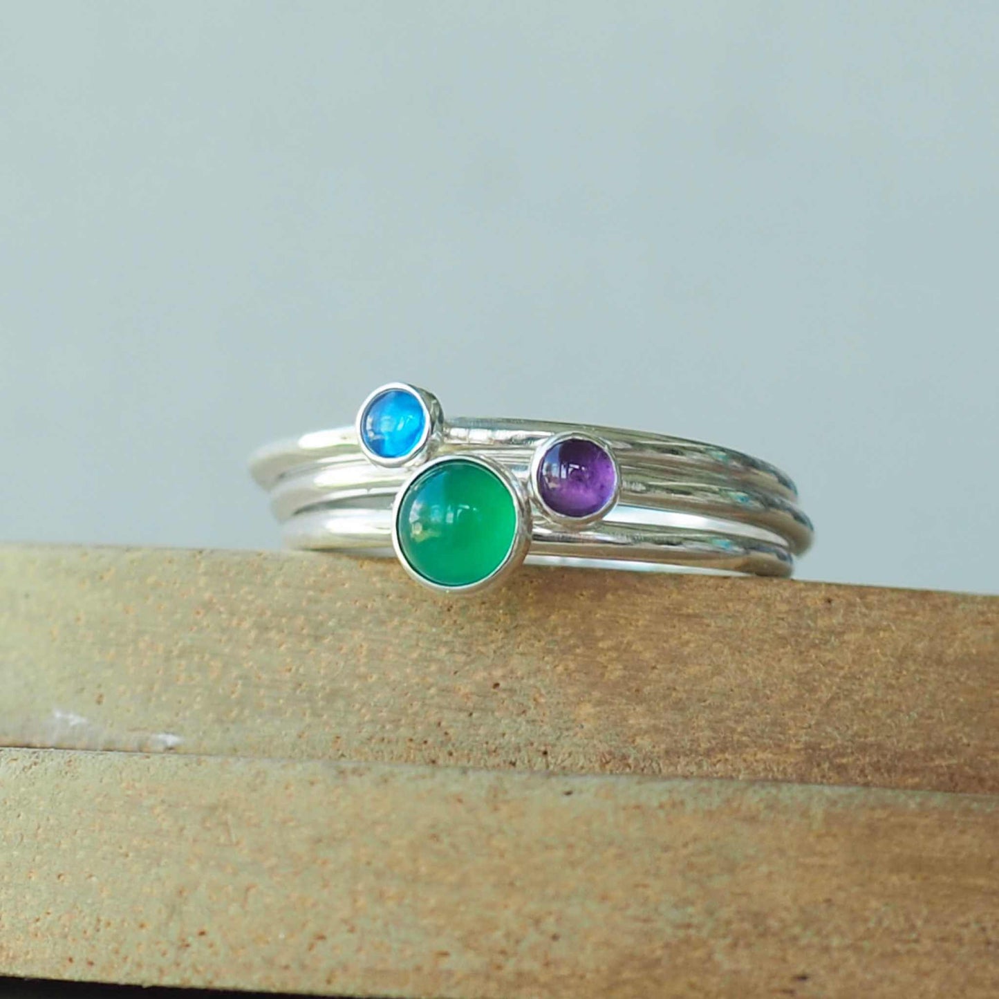 May Birthday Customised Family Birthstone Set - 3 Ring Set