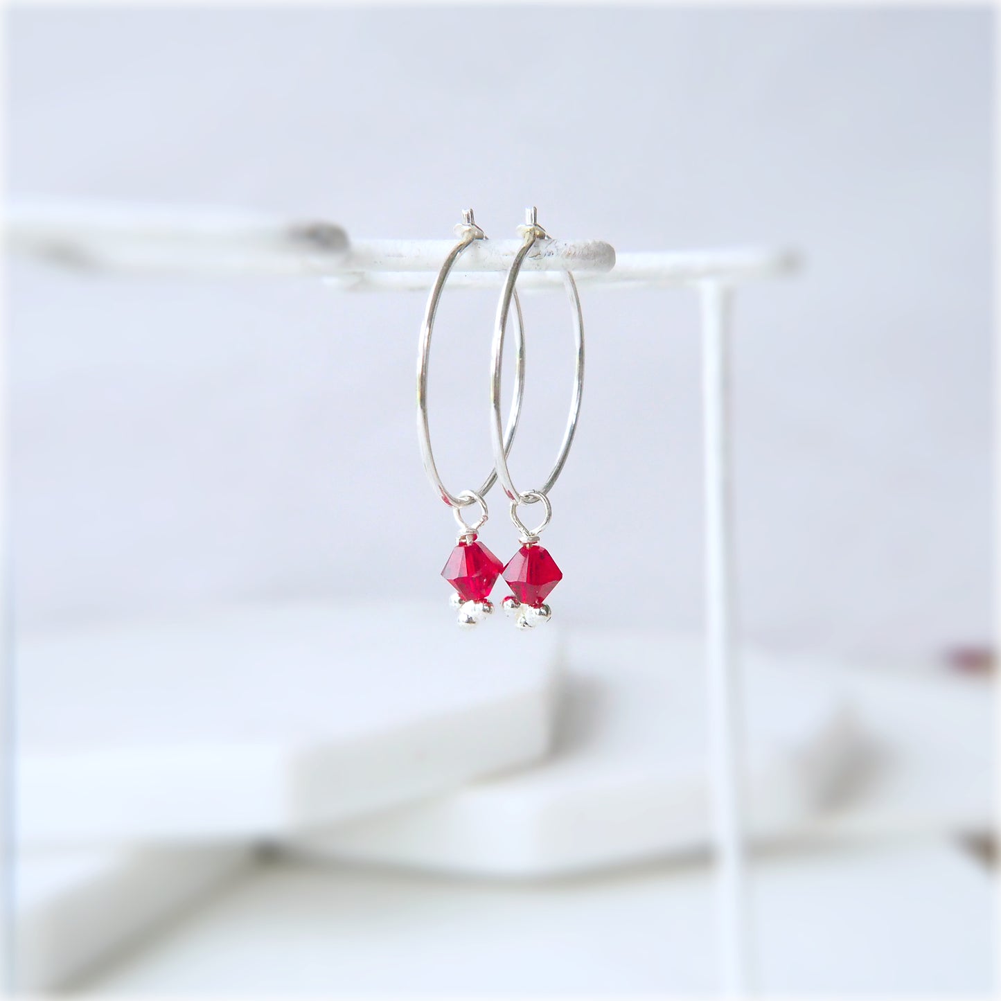 Silver Birthstone Hoops