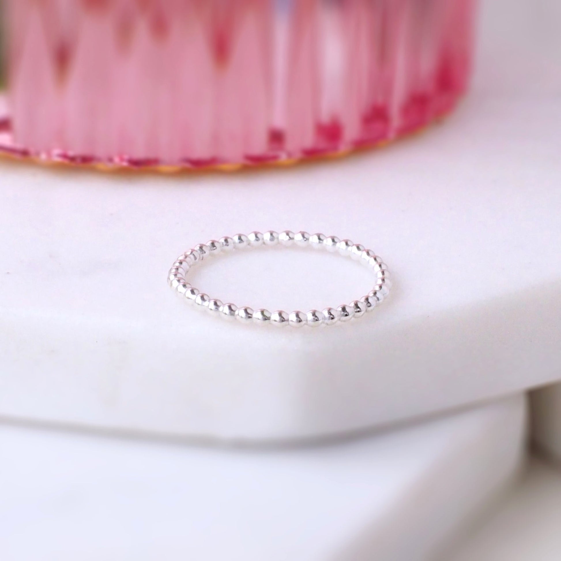 Beaded Dotty bubble style band ring in minimalist style. Handmade to your ring size by maram jewellery in Edinburgh UK