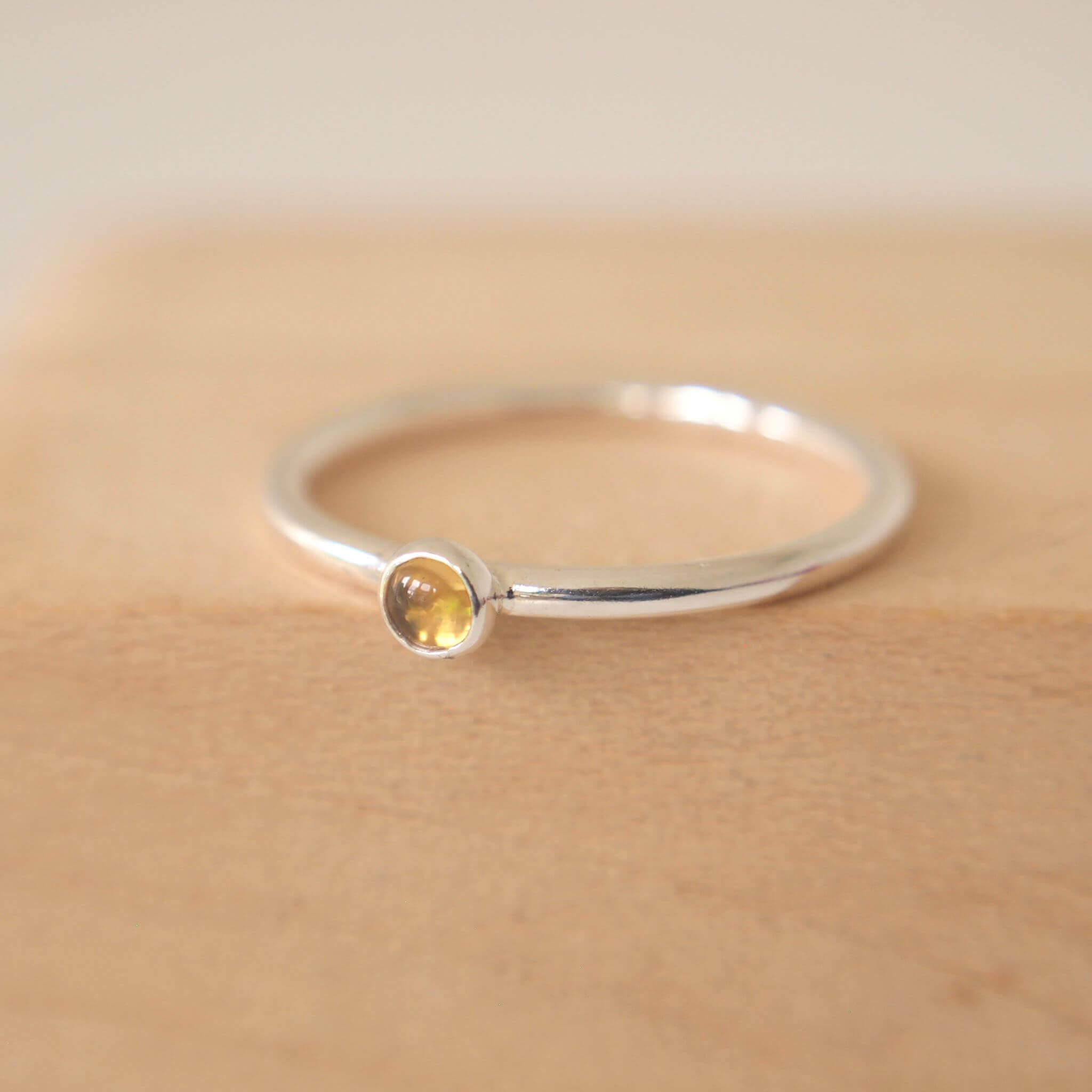 Elven - Silver Citrine Ring - Citrine Birthstone Ring 2024 - Sterling Silver Ring Band - Citrine Ring - Simple Silver Rings - Yellow Citrine Ring