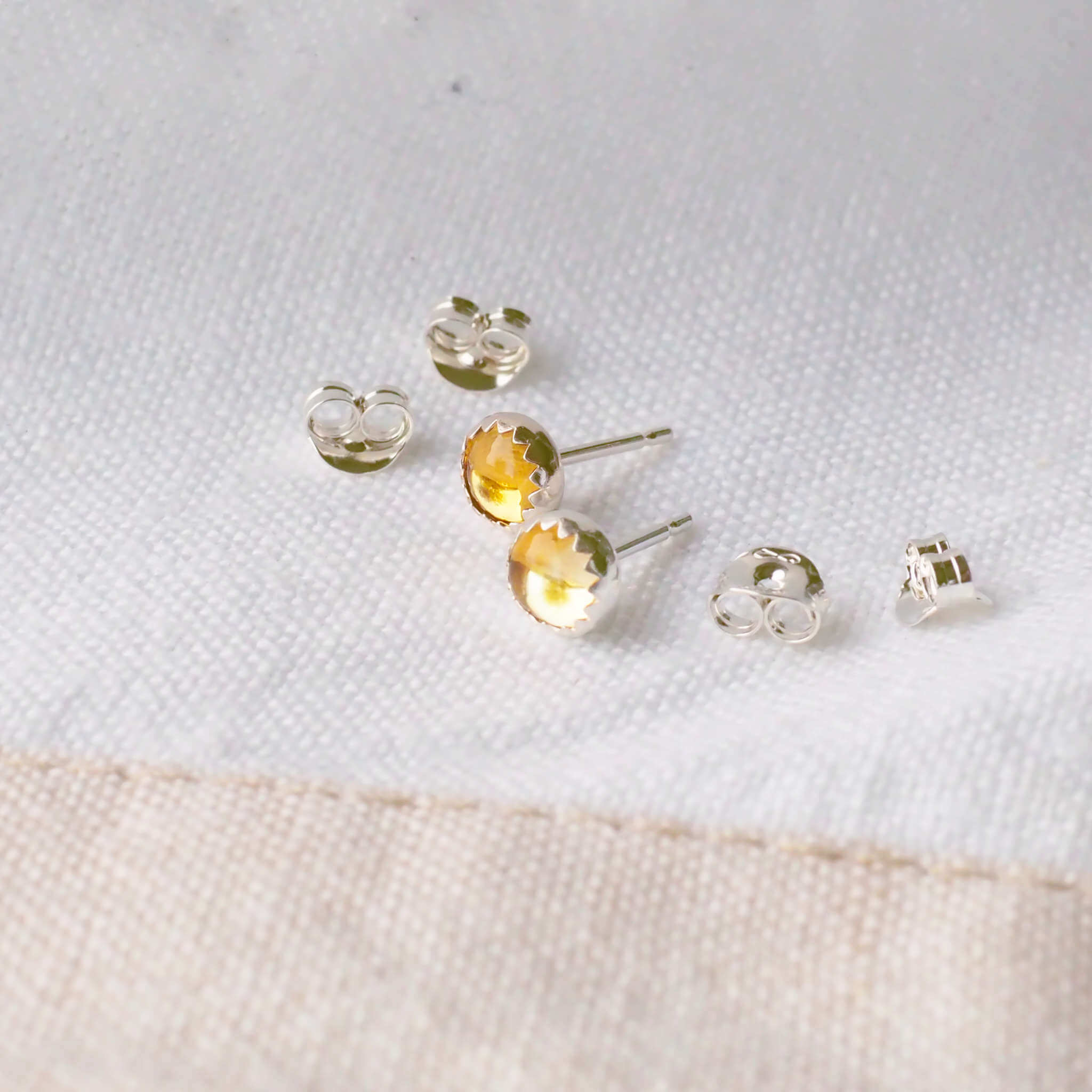 Tiny Citrine Gemstone Earrings, discount 4mm Genuine Stones, November Birthstone, Long Sweeping Earrings, Sterling Silver