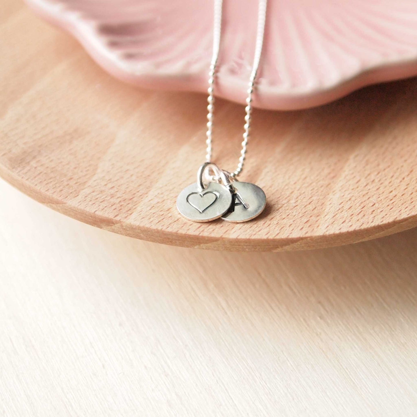 Initial Double Disc Charm Necklace