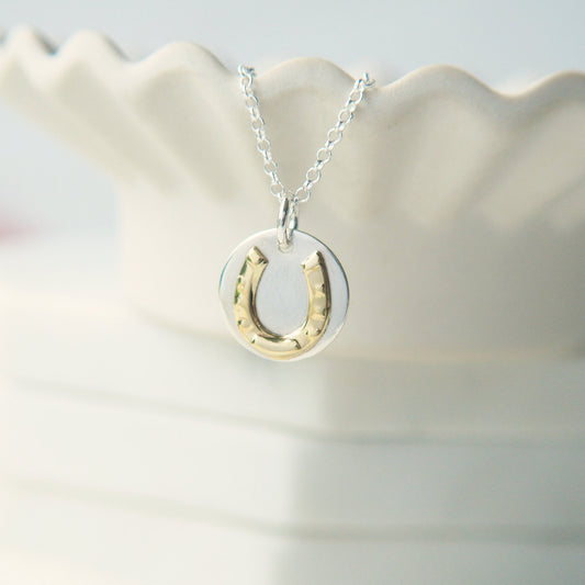 Lucky Horseshoe Disc Necklace