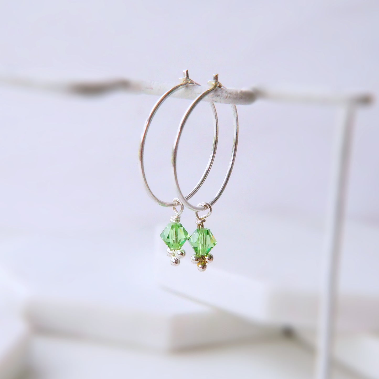 Silver Birthstone Hoops