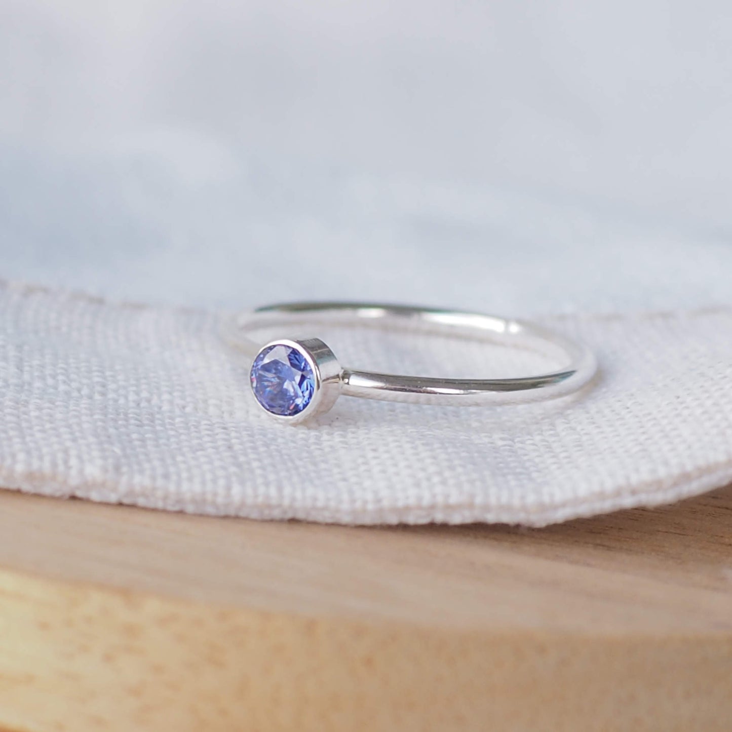 Birthstone Stacker Ring - 4mm Cubic Zirconia