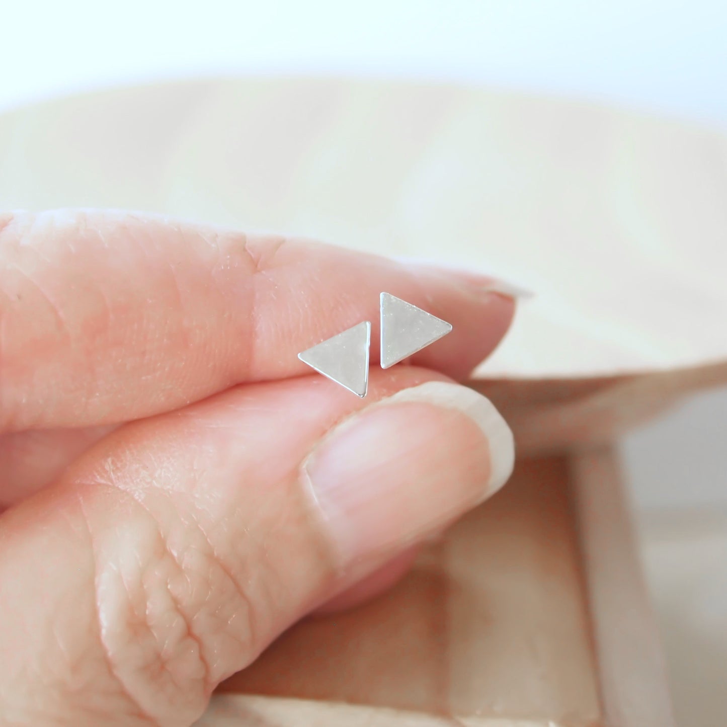 Small Silver Studs - Triangle