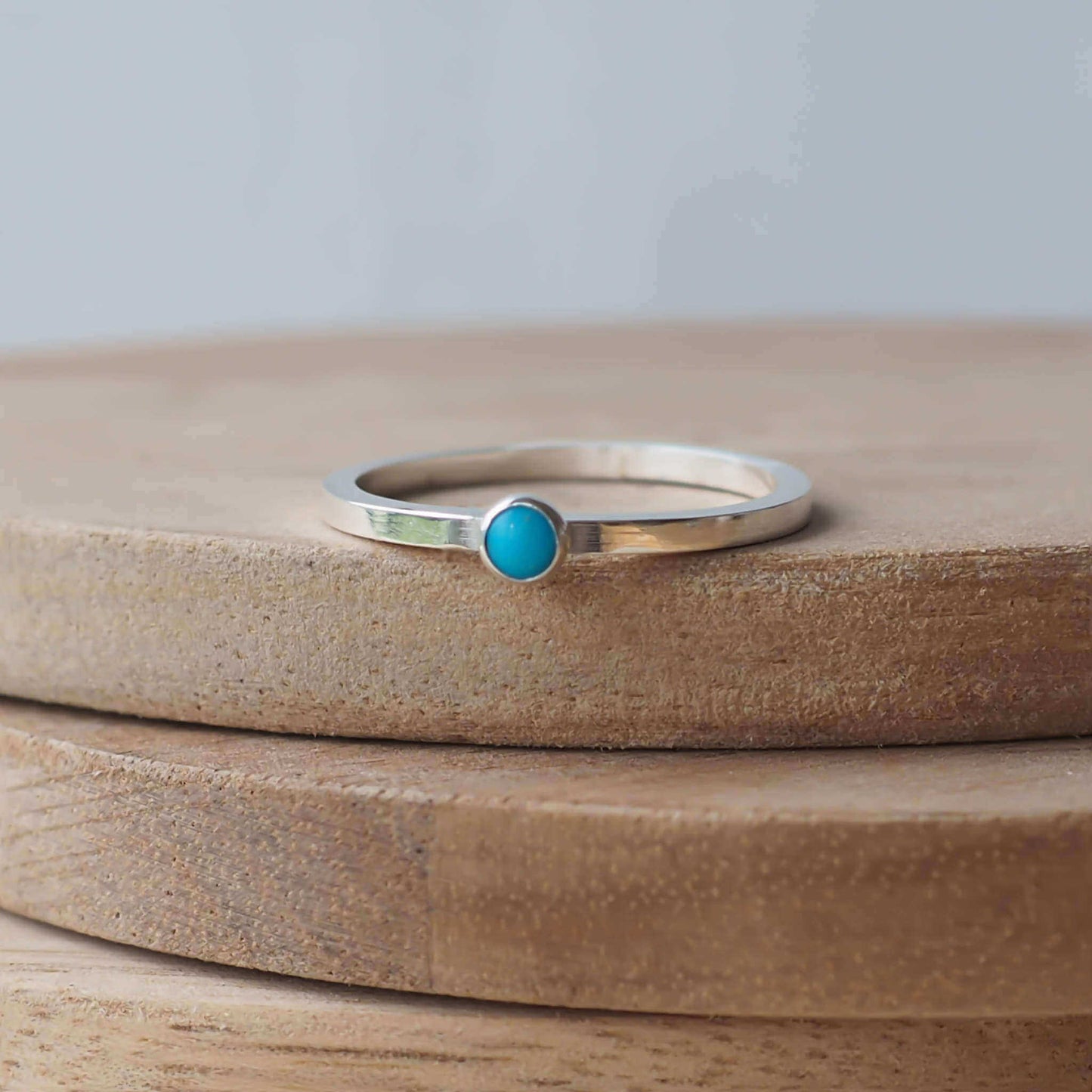 Modern Sterling Silver and small gemstone Turquoise Ring. Handmade in Scotland by maram jewellery