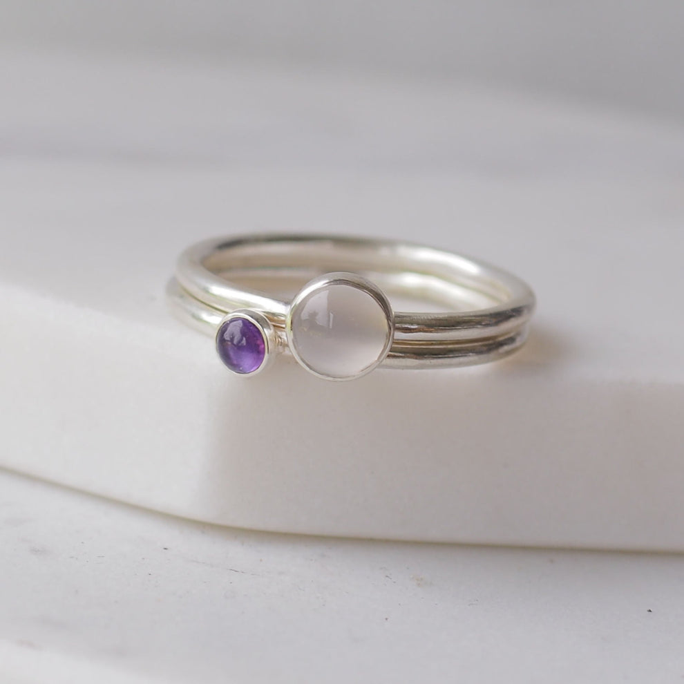 June Birthday Customised Family Birthstone Set - 2 Ring Set – maram ...