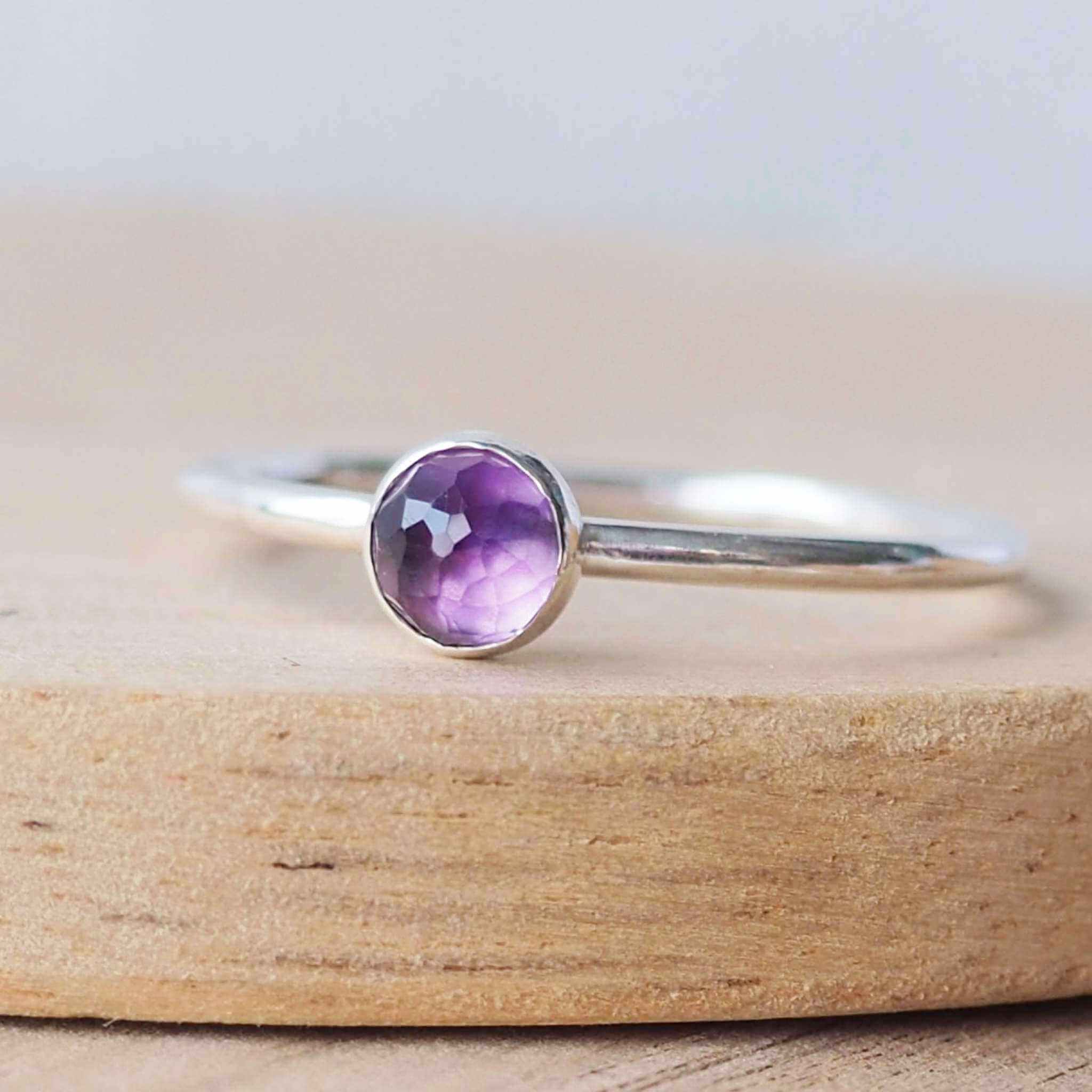 Rough Raw & Faceted Amethyst Sterling Silver outlet Ring, Size 9, Purple Gems, February Birthstone, FREE SHIPPING