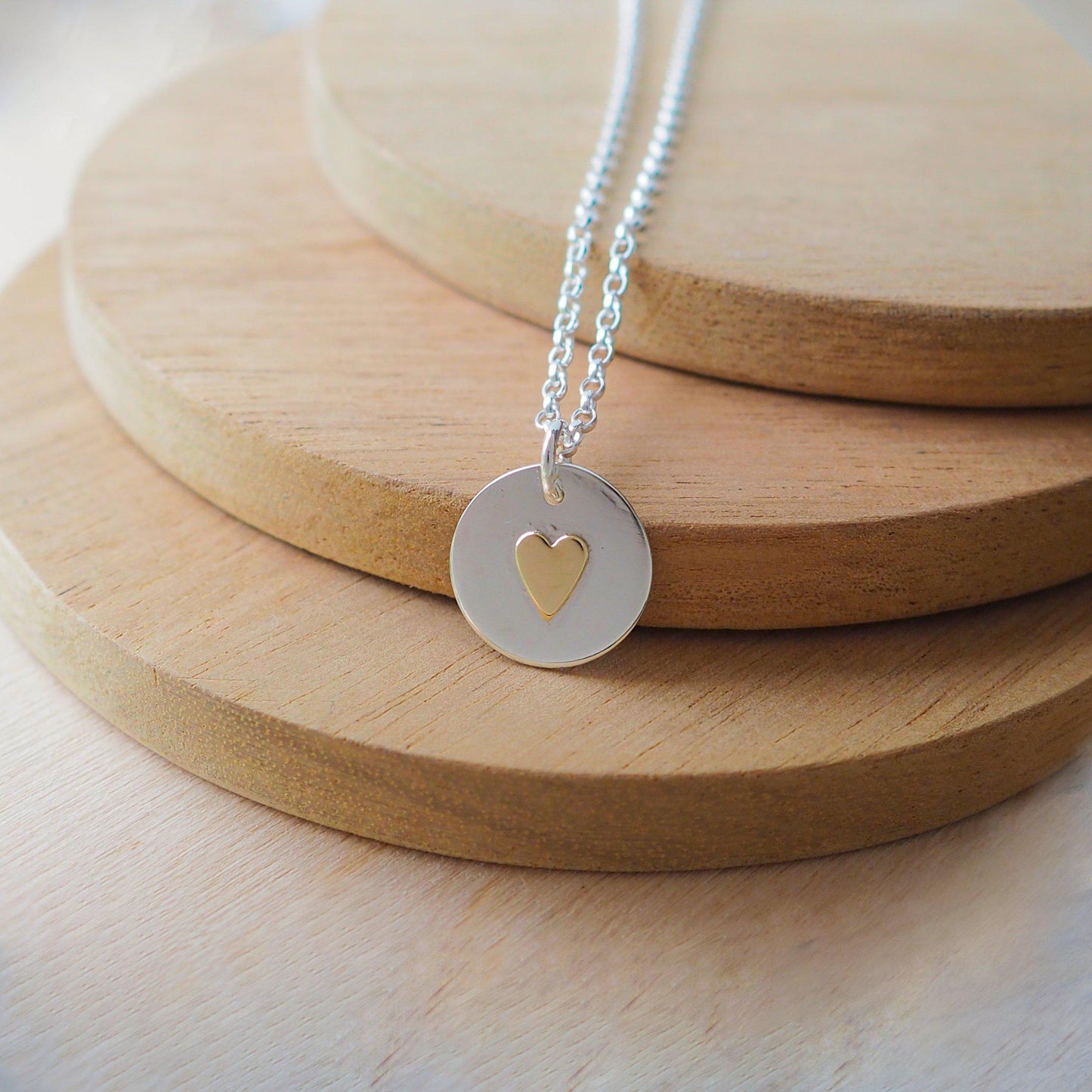 Silver Circle and Heart Pendant with Brass-Necklace-maram jewellery