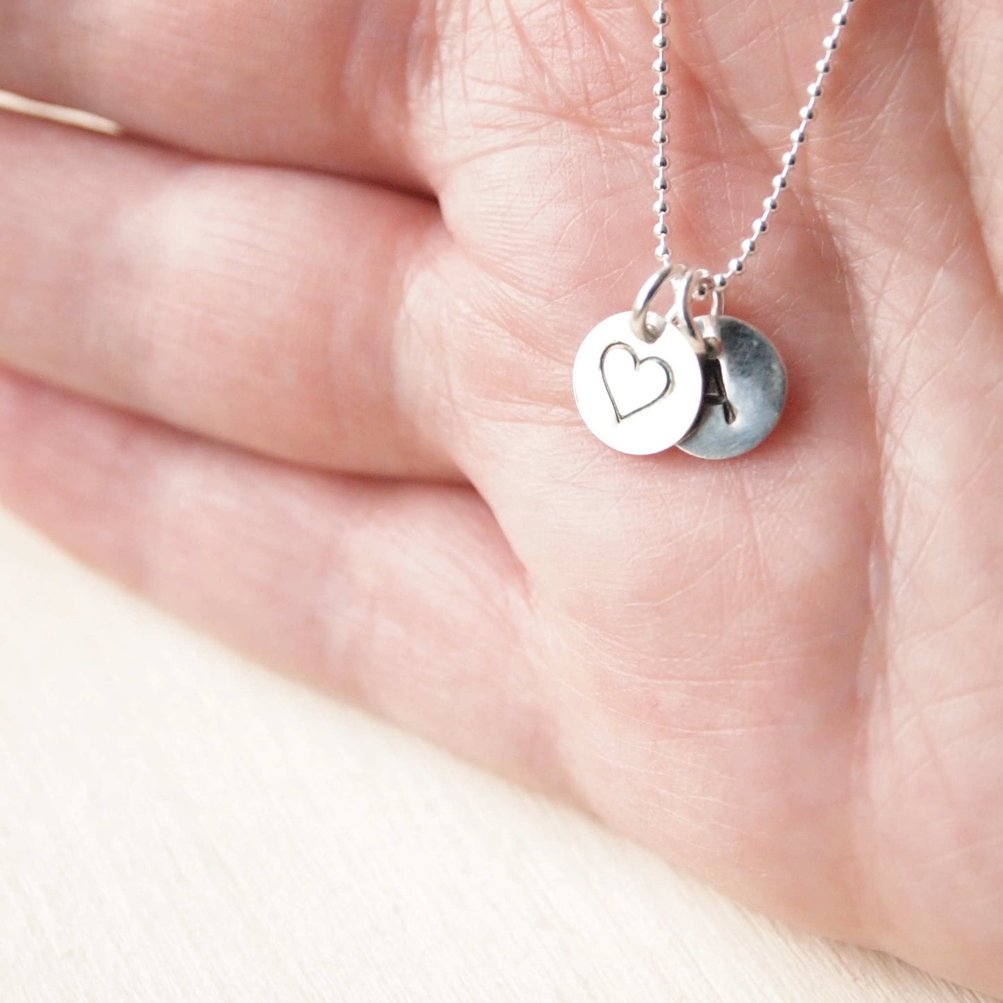 Initial Double Disc Charm Necklace