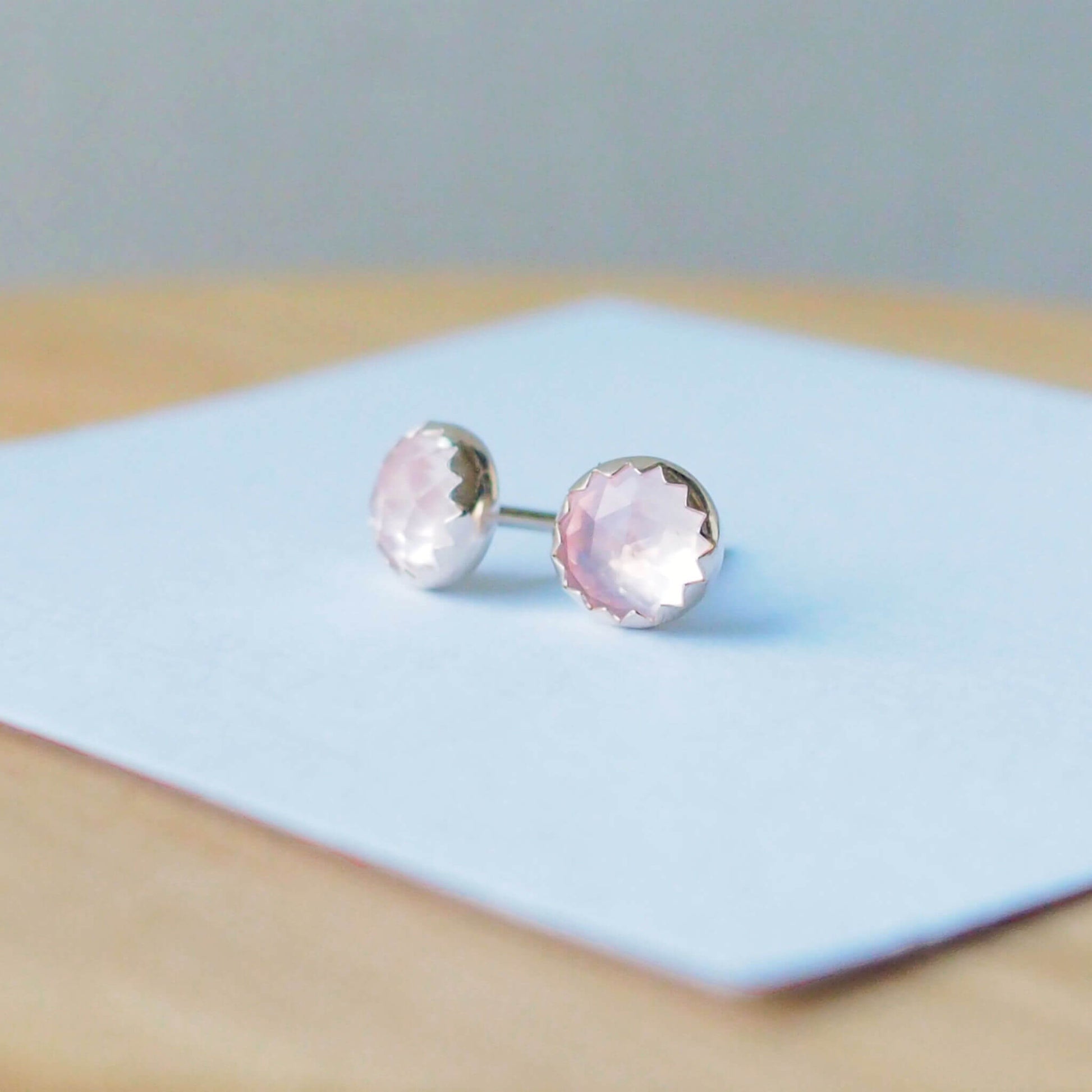 rose quartz gemstone earrings