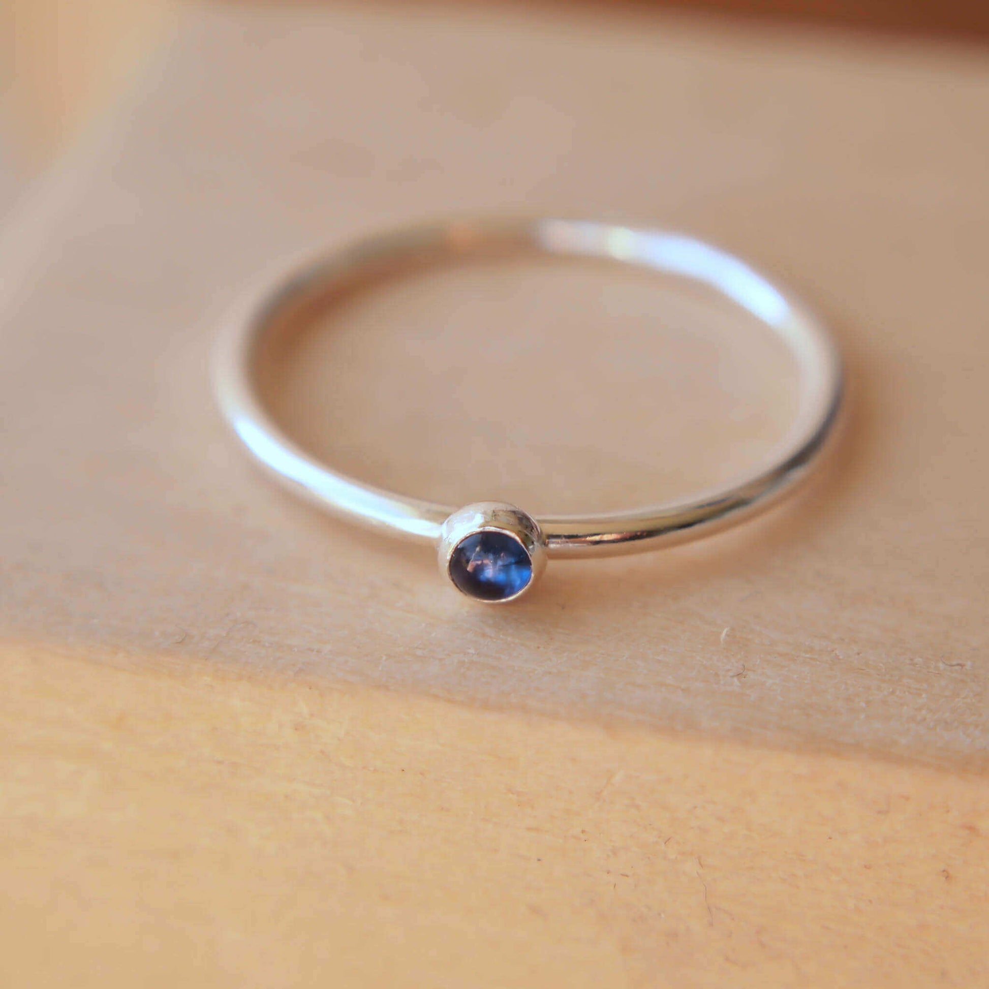 Silver and Sapphire gemstone ring
