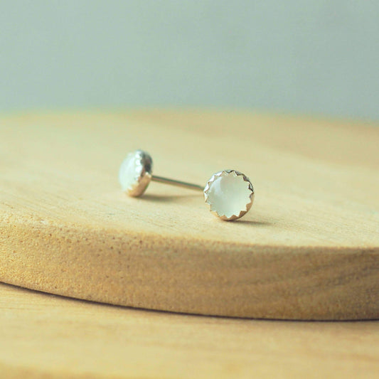 Moonstone Gemstone Stud Earrings-Earrings-maram jewellery