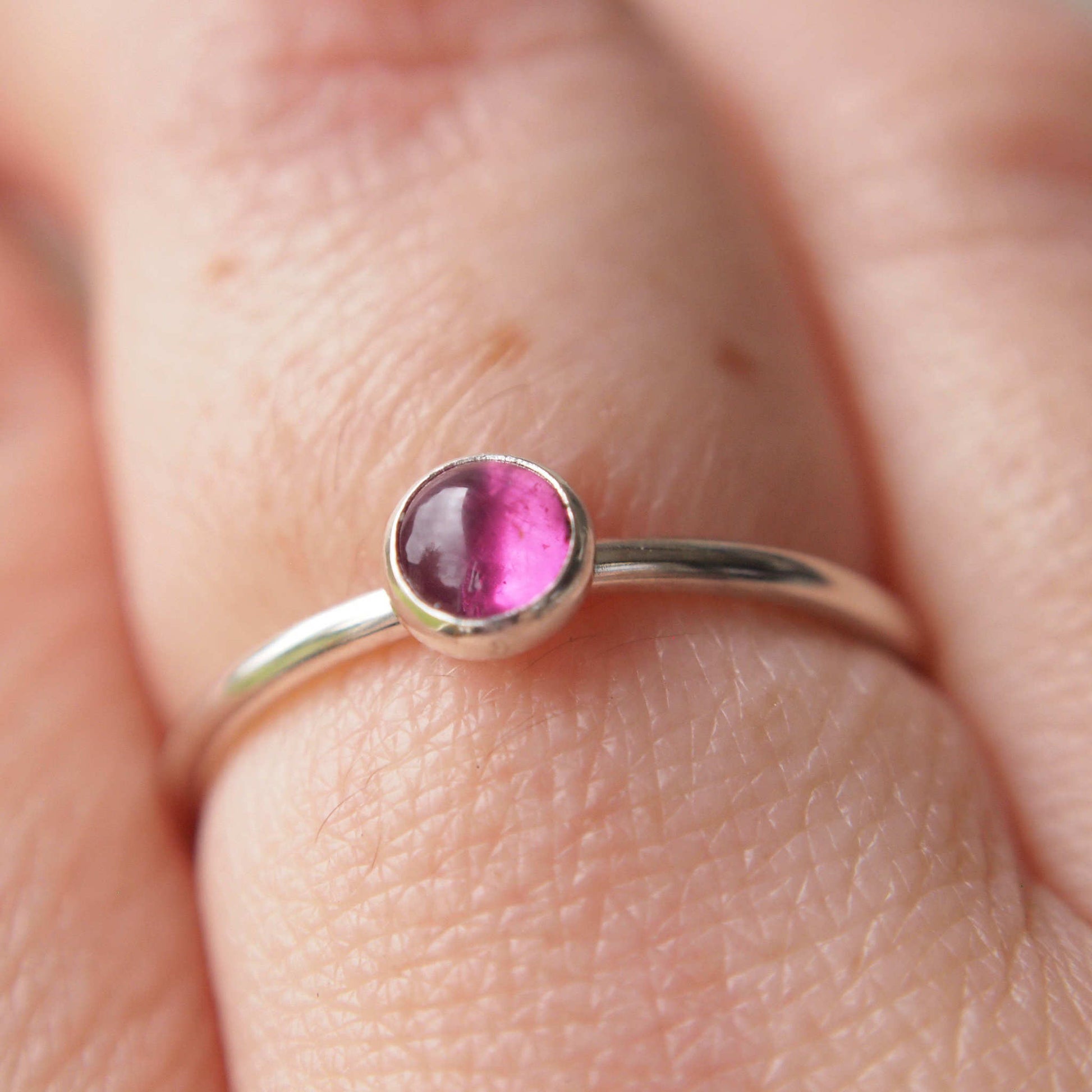 Pink tourmaline ring with a 5mm light pink gemstone. Handmade in Scotland by maram jewellery