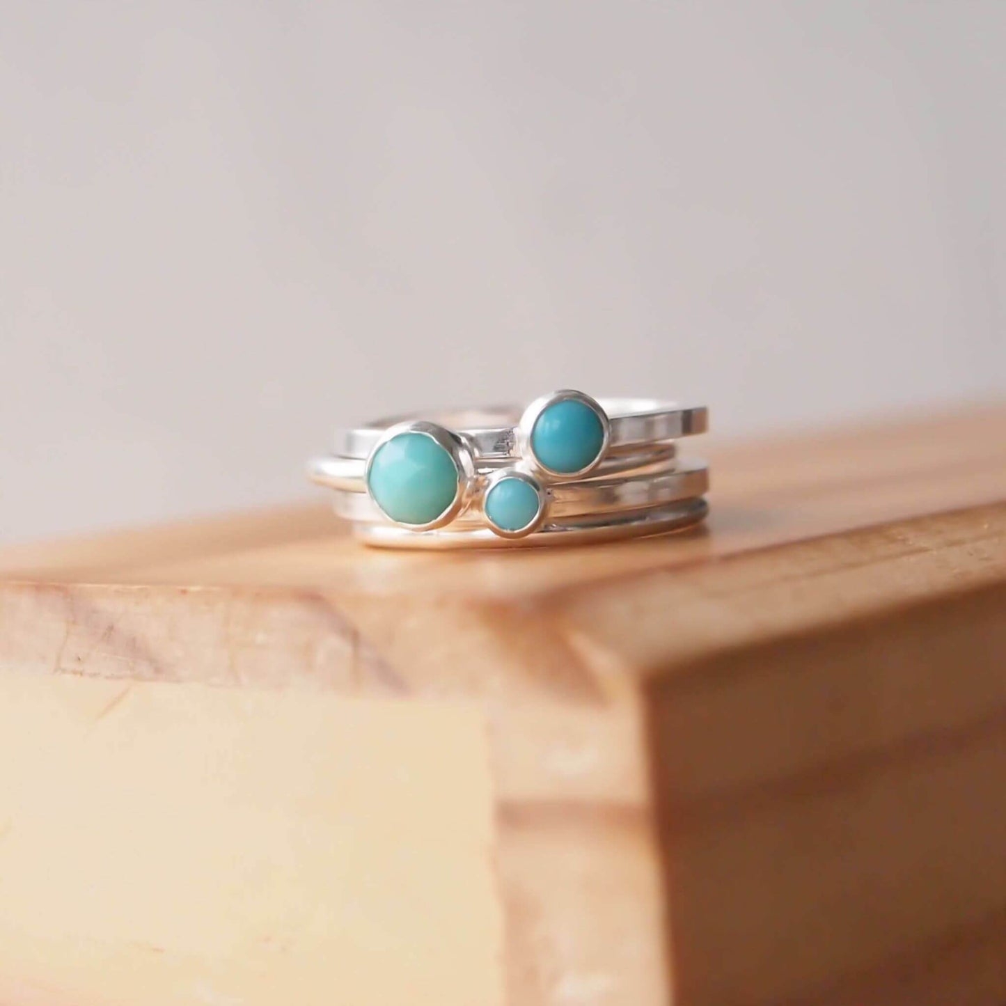 triple turquoise ring set with three gems in  sterling silver. Handmade in Scotland by maram jewellery